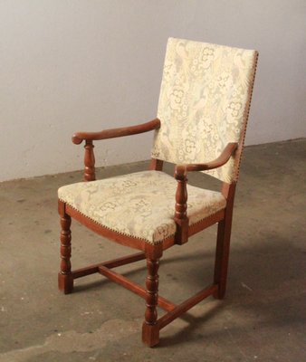 Armchiar Throne in Peacock Upholstery, Denmark, 1920s-QNP-2016626