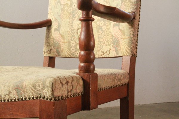 Armchiar Throne in Peacock Upholstery, Denmark, 1920s-QNP-2016626