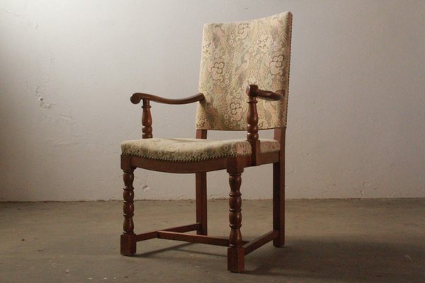 Armchiar Throne in Peacock Upholstery, Denmark, 1920s-QNP-2016626