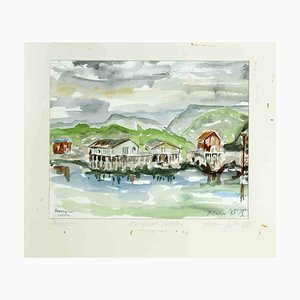 Armin Guther, View of Henningsvaer Lofoten, Watercolor, 1986-ZCI-1437106