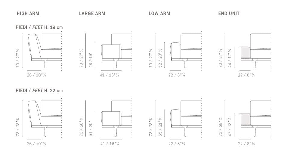 LET IT BE - Sectional fabric sofa