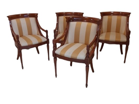 Armrest Chairs in Mahogany, Set of 4-TCS-1334923