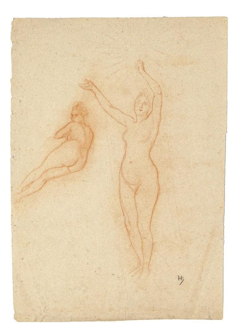 Arnold Heldink, Nudes Study, Pastel Drawing, Early 20th Century