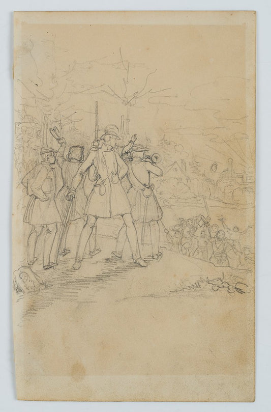 Arrival in Augsburg, 1840, Pencil