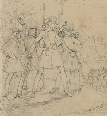 Arrival in Augsburg, 1840, Pencil-OJR-1273305