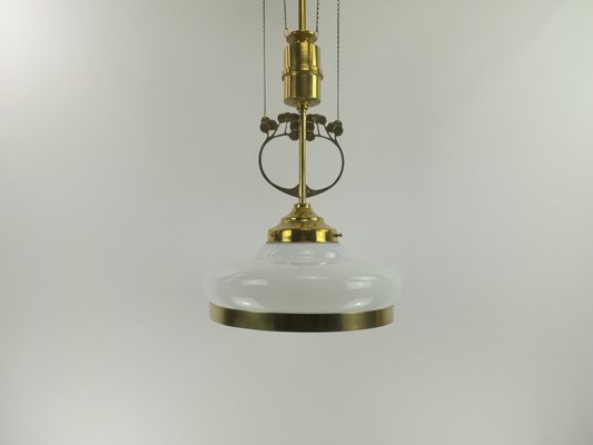 Arrt Deco Viennese Chandelier with Opal Glass, 1920s-KDB-1447887