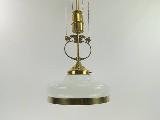 Arrt Deco Viennese Chandelier with Opal Glass, 1920s-KDB-1447887