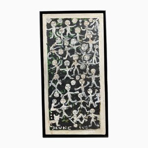 Art Brut, Oil and Sand on Canvas, 1968, Signed Jeune Eve-NRK-2021639