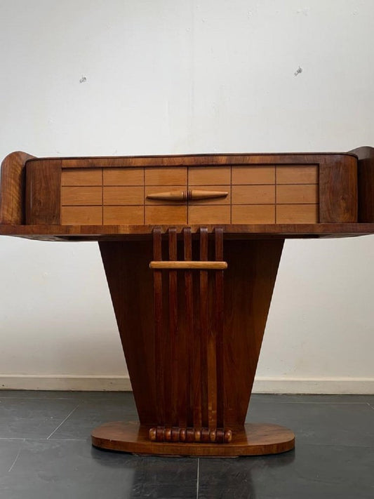 Art Coscole Table in Walnut with Rosewood Threads, 1930s