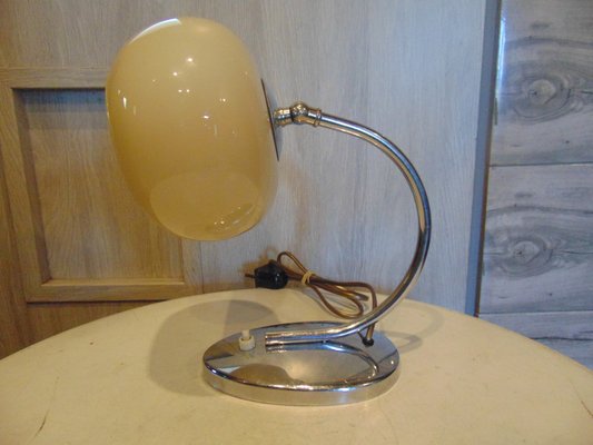 Art Dec Nickel-Plated Brass Lamp, 1920s-CAQ-1083016