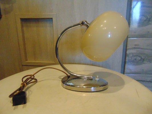 Art Dec Nickel-Plated Brass Lamp, 1920s-CAQ-1083016