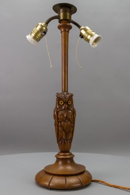 Art Deco 2-Light Owl Sculpture Table or Desk Lamp, Germany, 1920s-KEG-1740084