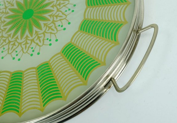 Art Deco Abstract Glass & Metal Tray, 1930s-FH-1438702