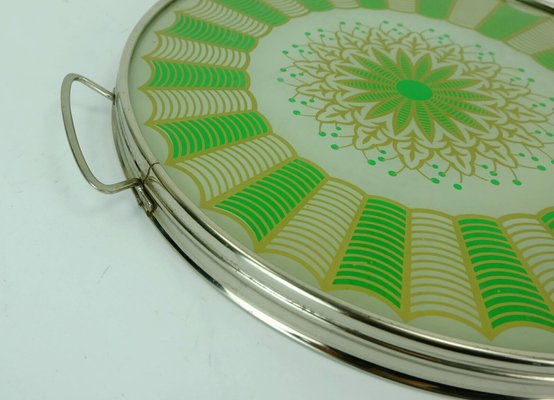 Art Deco Abstract Glass & Metal Tray, 1930s-FH-1438702