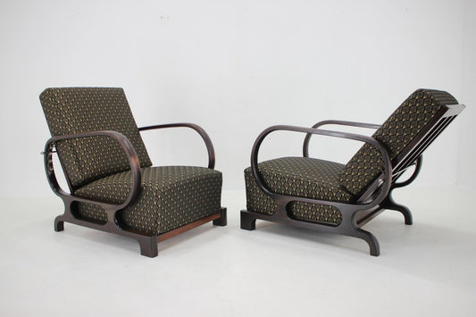 Art Deco Adjustable Armchairs, Czechoslovakia, 1930s, Set of 2