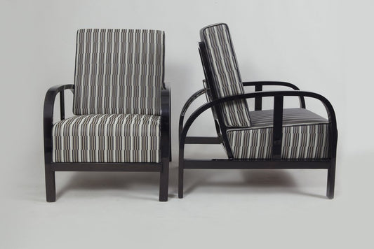 Art Deco Adjustable Armchairs, Former Czechoslovakia, 1930s, Set of 2