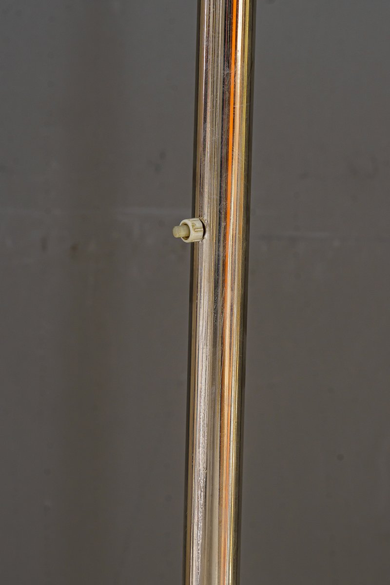 Art Deco Adjustable Nickel Floor Lamp with Opal Glass Shade, 1920s