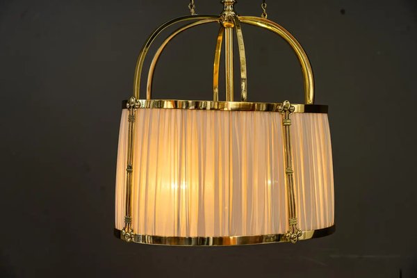 Art Deco Adjustable Pendant Lamp with Fabric Shade, 1920s-SPD-1326210