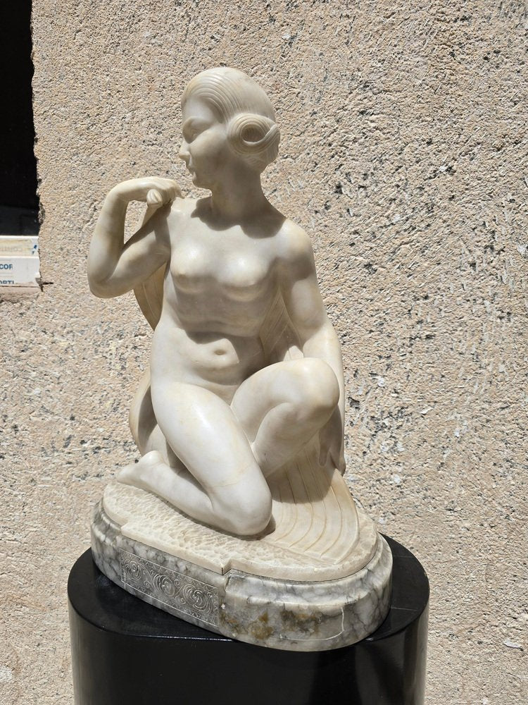 Art Deco Alabaster Dancer Sculpture, 1920