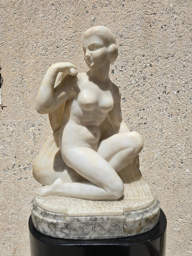 Art Deco Alabaster Dancer Sculpture, 1920