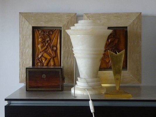 Art Deco Alabaster Lamp, 1930s-GT-1167947