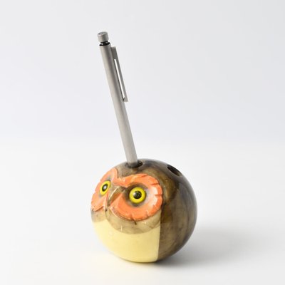 Art Deco Alabaster Owl Pen Stand, 1960s-IXK-1819569