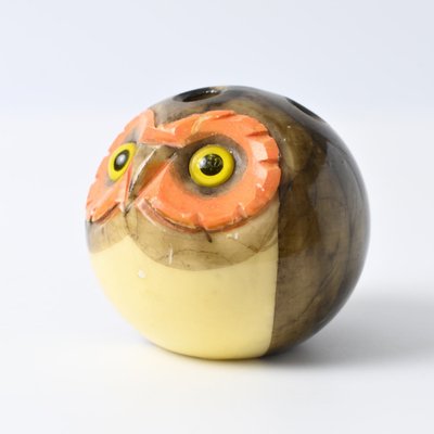 Art Deco Alabaster Owl Pen Stand, 1960s-IXK-1819569