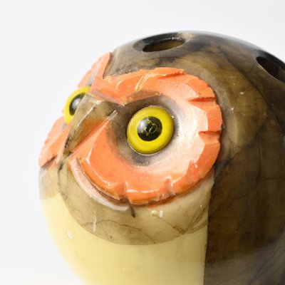 Art Deco Alabaster Owl Pen Stand, 1960s-IXK-1819569