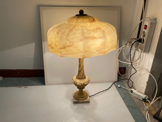 Art Deco Alabaster Table Lamp, 1940s-JJC-1761695