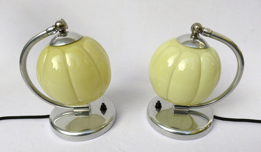 Art Deco Aluminium Bedside Lights, Set of 2