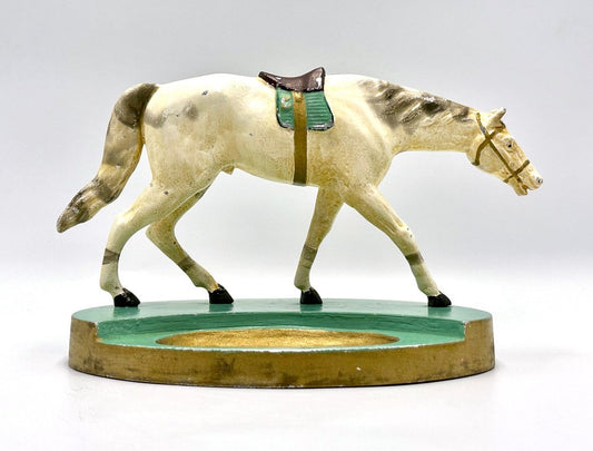 Art Deco Aluminium Desk Tray with Horse Figure, 1930s