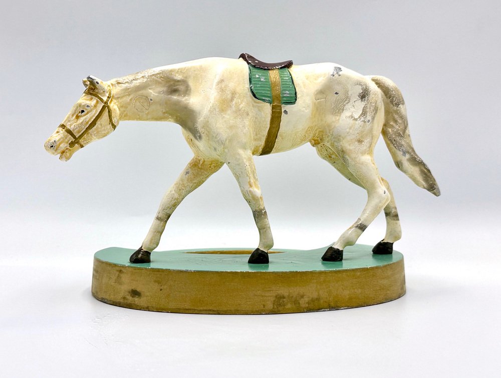 Art Deco Aluminium Desk Tray with Horse Figure, 1930s