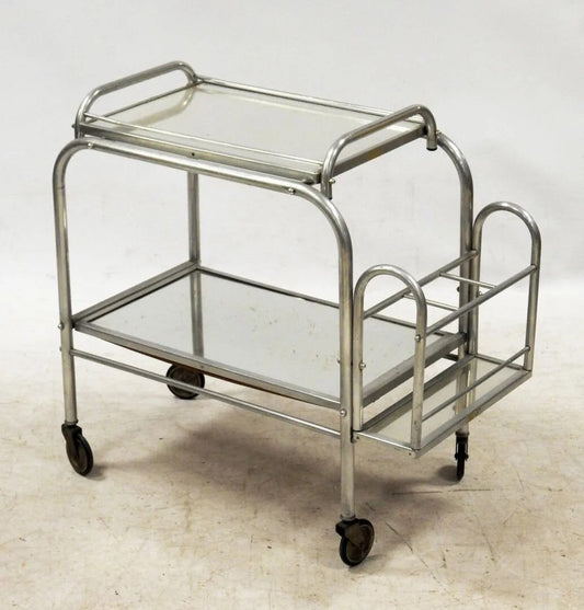 Art Deco Aluminum Trolley Bars, 1950s, Set of 2