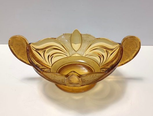 Art Deco Amber Blown Glass Bowl by Brockwitz, 1930s-JPQ-2017497