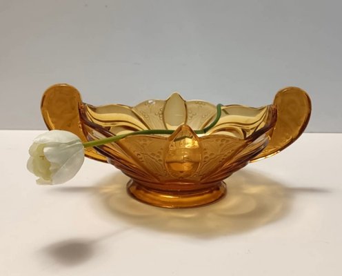 Art Deco Amber Blown Glass Bowl by Brockwitz, 1930s-JPQ-2017497