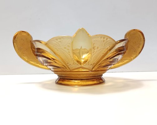 Art Deco Amber Blown Glass Bowl by Brockwitz, 1930s-JPQ-2017497