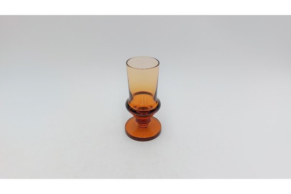 Art Deco Amber Glass Liquor Decanter and Glasses, Czech Republic, 1930s, Set of 9-BXB-1408965