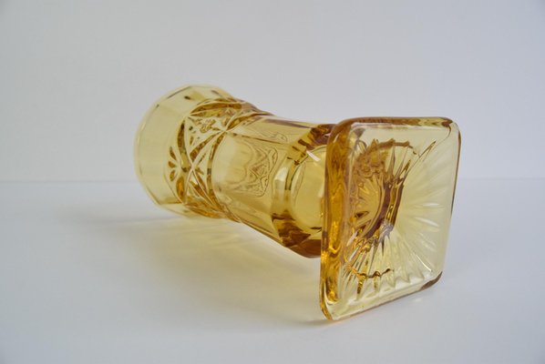 Art Deco Amber Glass Vase, 1940s-TZ-2018670