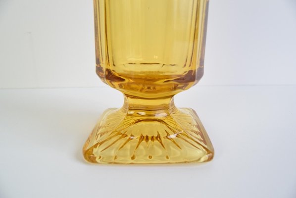 Art Deco Amber Glass Vase, 1940s-TZ-2018670