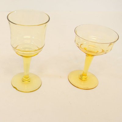 Art Deco Amber Wine and Cocktail Set, 1940s, Set of 12-NE-683571