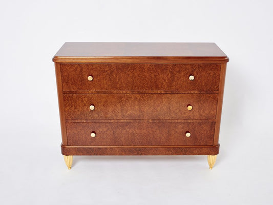 Art Deco Amboyna Burl Wood Commode attributed to Maurice Dufrène, 1940s