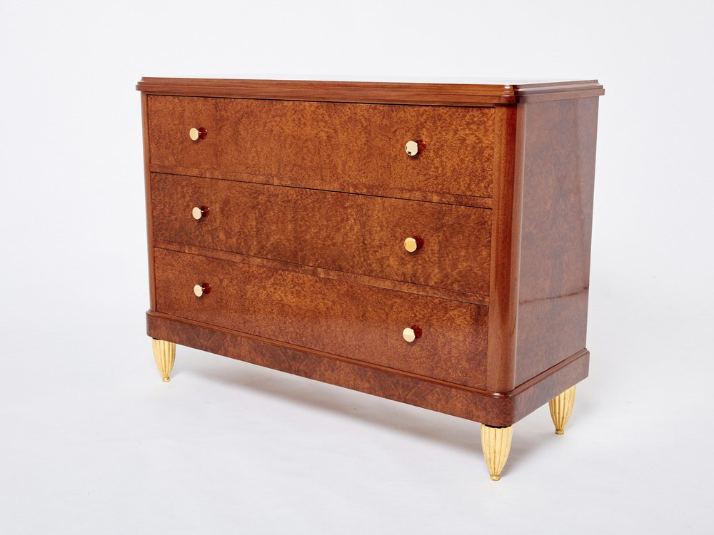 Art Deco Amboyna Burl Wood Commode attributed to Maurice Dufrène, 1940s