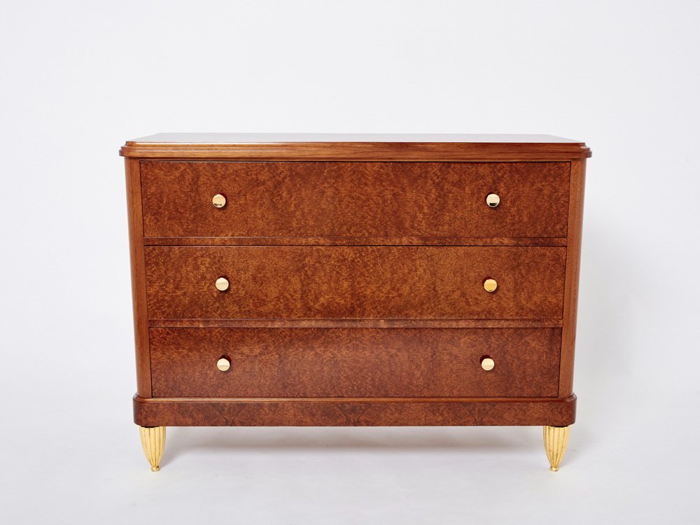 Art Deco Amboyna Burl Wood Commode attributed to Maurice Dufrène, 1940s