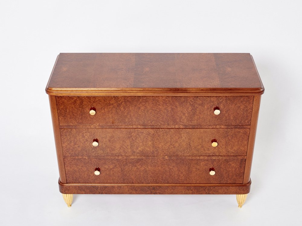 Art Deco Amboyna Burl Wood Commode attributed to Maurice Dufrène, 1940s