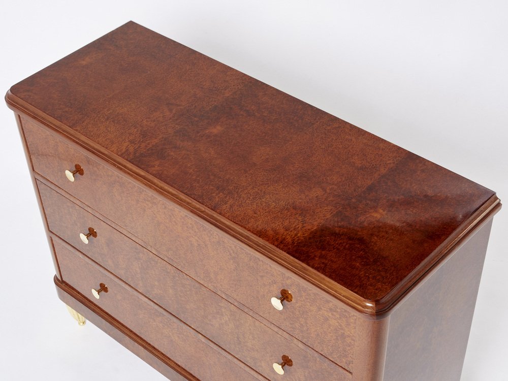 Art Deco Amboyna Burl Wood Commode attributed to Maurice Dufrène, 1940s