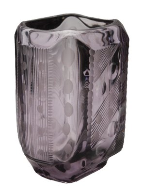 Art Deco Amethyst Vase with Engraved Geometric Design-MJY-1149001