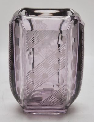 Art Deco Amethyst Vase with Engraved Geometric Design-MJY-1149001