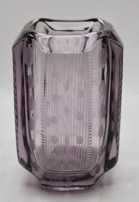 Art Deco Amethyst Vase with Engraved Geometric Design-MJY-1149001