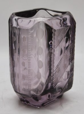 Art Deco Amethyst Vase with Engraved Geometric Design-MJY-1149001