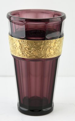 Art Deco Amethyst Vases with Classical Frieze from Walther, Germany, Set of 2-MJY-1148995